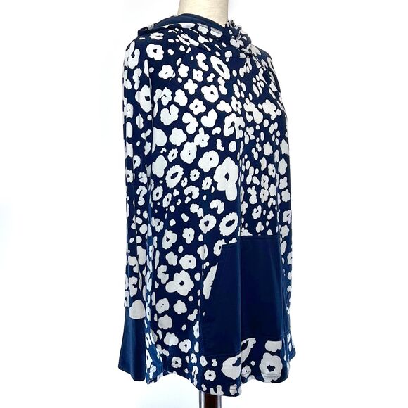 LuLaRoe Blue Floral Hoodie Tunic Size Medium - Picture 4 of 8